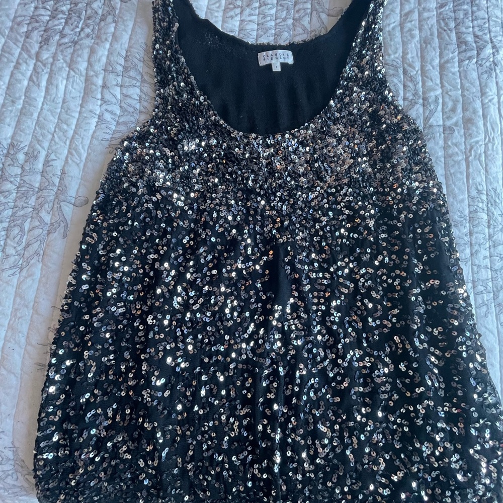 Black Sequin Tank Top